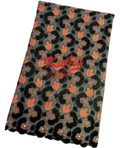 VOILE-3512-Grey & Orange