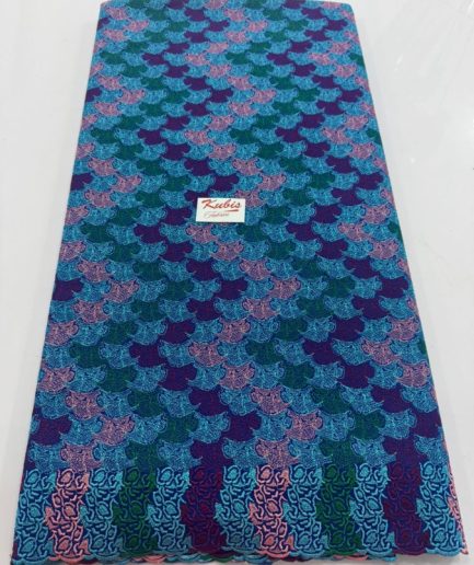 LUXURY-4769-Blue/Red/Green & salmon